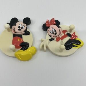 Vintage 2 Disney Refrigerator Magnets Mickey Mouse Minnie Hooks 1995 3"